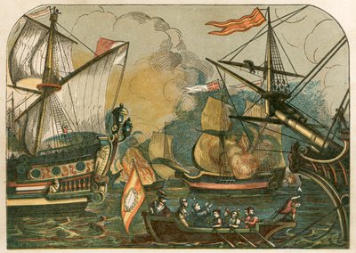 English Fireships Burning Among the Spanish Armada by English School